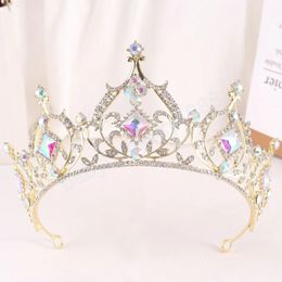 AB Crystal Tiara Crown For Women Girls Wedding Party Luxury Elegant Bridal Queen Hair Dress Jewelry Accessories