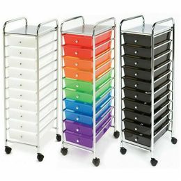 10 Drawer Rolling Scrapbook Paper Storage Bin Organiser Cart Office School Tools203O