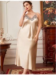 Plus Size Dresses Pajamas Slip Dress Thin Fashionable Lace Nightgown Long Silk Casual Outfits Evening