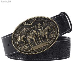 Cintura in pelle decorativa per cavalli Accessori per abbigliamento da uomo moda cowboy L230704