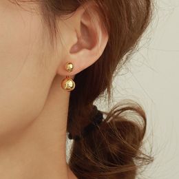 Stud Earrings 2023 Fashion Metal Ball-Shape Earring For Women Girls Cute Glossy Gold Silver Colour Unique Hanging Drop Jewellery