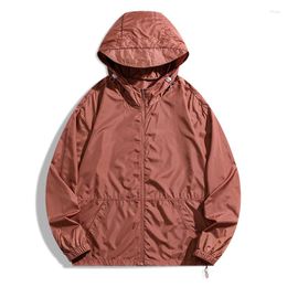 Men's Jackets Summer Men Skin Coats Ultr-Light Outdoor Sun Protection UPF40 UV Proof Casual Thin Jacket Hooded Sunbreaker Solid Clothing