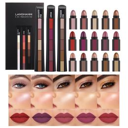 Eye Shadow in 1 Lipstick and Highlight Stick Long Lasting 5 Colour Matte Eyeshadow Makeup Mini Sick Set 230715