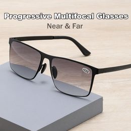 Sunglasses Retro Men Business Reading Progresive Multifocal Presbyopia Eyewear Near Far Sighted Eyeglasses With Diopter