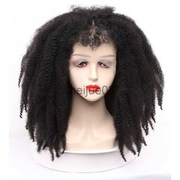 Synthetic Wigs Synthetic Middle Long Part Lace Wigs Afro Kinky Curly Soft Fluffy Wigs For Black Women African Yaki Deep Wave Cosplay Hair Wig x0715