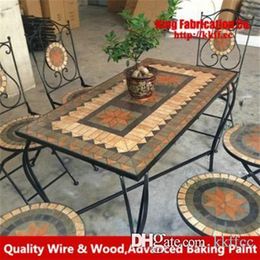 European-style wrought-iron garden outdoor courtyard dining chair mosaic dining table298G