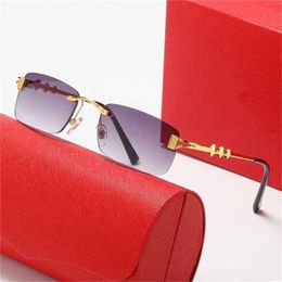 Brand Sunglasses new Men's and women's net red frameless personality fashion street photo glasses square flat lensKajia New
