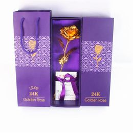 24K gold rose flowers Valentines Day Gift for Fridend Wedding Home Decorations Holding Artificial Rose Flower2764