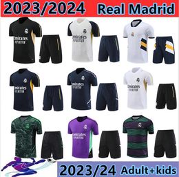 2023/2024 REAL Madrids TRACKSUIT set TRAINING suit 23/24 BENZEMA men and kids short sleeve vest football training suit chandal futbol surveyement 88