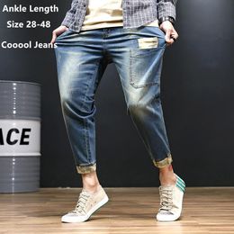 Jeans Black Jeans Men Denim Blue Jean Distressed Boys Jogger Pants Hip Hop Harem Stretch Male Teenager Trousers Plus Size 42 44 46 48