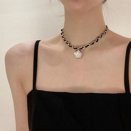 Pendant Necklaces Harajuku Korean Fashion Temperament White Camellia Choker Necklace For Women Trendy Aesthetic Accessories Hiphop Charms