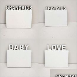 Frames And Mouldings Diy Sublimation Blanks Pictures Boards 180X150X5Mm Woodiness Pos This Is Us Lettering Decor Frame White Familie Dho8S