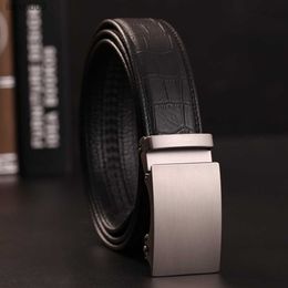 Belts For Men Strap Quality Genuine Leather Belt Men Automatic Buckle Black Belts Cummerbunds Cinturon Hombre Drop Shipping L230704