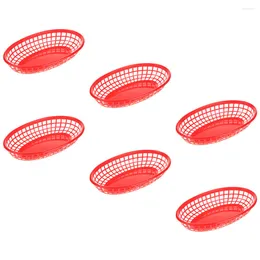 Dinnerware Sets 6 Pcs Fruit Basket Reusable Accessory Snack Trays Storage Plate Compact Fry Oval Bread Containers Serving Fries