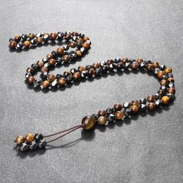 Strand Irregular Hematite Tiger Eye Stone Beaded Necklace 6mm Natural 108 Beads Wrap Bracelets Health Protection Energy Jewellery