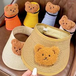 Berets Cute Cartoon Bear Straw Infrant Hats Girls Bos Summer Cotton Adjustable Caps Children Sun Toddler Breathable Cap