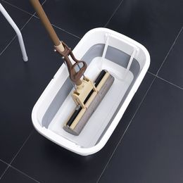 Buckets Folding Silicon Mop Bucket Camping Wash With Handle Collapsible Floor Cleaning Fishing Car Household Tool 230714