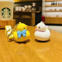 Fashion blogger designer jewelry Cartoon Cute Fun Duck Keychain Friend Bag Pendant keychain mobile phone Keychains Lanyards KeyRings wholesale YS149