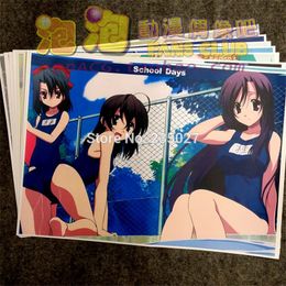 Kids Toy Stickers 8 pcsset Anime School Days poster Saionji Sekai Katsura Kotonoha Setsuna wall pictures for living room A3 Film posters gift 230714