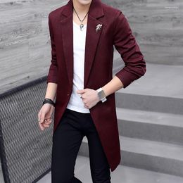 Men's Suits DYB&ZACQ Men Spring Autumn Thin Youth Korean Version Slim In Long Style Suit Logo Coat Trend Windbreaker Male