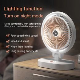 Electric Fans Portable Desktop Fan Multifunctional Led Light Home Foldable Rotatable Fans Speed Mini Fan USB Chargeable Cooling Camping Fan
