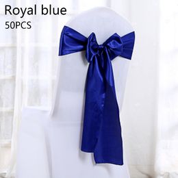 Sashes 50 Pieces of Wedding Chair Cover Stretch Satin Fabric Bow Tie Ribbon Wedding Party Birthday Decoration Wholesale and Retail 230714