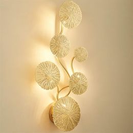 Indoor Living Room Decoration Wall Lamp With G4 LED Bulbs Bedroom Bedside Lighting Lamp Fixtures Lotus Leaf Shape Wall Sconce MYY238J