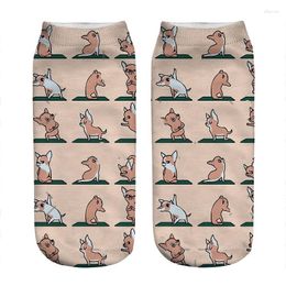 Women Socks Women's Kawaii Cartoons Chihuahua Yoga Printed Woman Harajuku Happy Funny Novelty Cute Girl Gift For