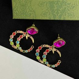 womens luxury cucci vintage letters stud earrings brand designer colorful diamond crystal dangle earring ear rings party wedding jewelry gift