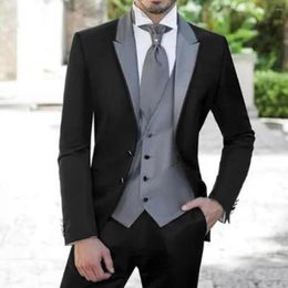 Men's Suits Single-breasted Elegant For Men Wedding Lapel Collar Full Suit (jacket Vest Pants) 3 Piece Set Groom Slim