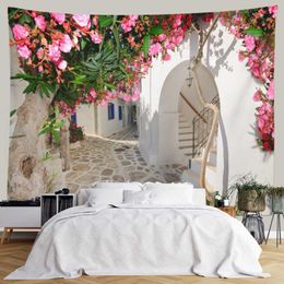 Tapestries Dome Cameras SepYue Flower Tapestry Hippie Landscape of Cave Path Tapestries Wall Hanging Curtain Background Boho Decor Room Wall Blanket