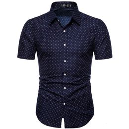 Men s T Shirts M 5XL Dot Print Business Casual Shirts for Summer Short Sleeve Regular Large Size Formal Clothing Mens Office Button Up Blouses 230715