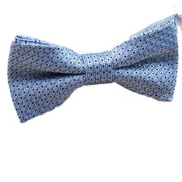 Bow Ties Fashion Blue Small Grid Tie Male Ladies Business Formal Clothes Silvery White Butterfly