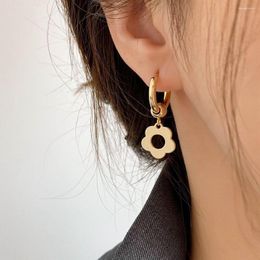 Hoop Earrings Korean Style Hollow Flower Ear Buckle Niche Design Women Stud Sweet Simple Personality Circle