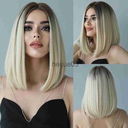 Synthetic Wigs NAMM Short Bob Blond Wigs for Women Ombre Synthetic Lace Front Wigs Heat Resistant Natural Hair Halloween Cosplay Wig Straight x0715