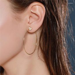 Dangle Earrings 1pair Women's Sweetheart Asymmetric Star 18k Gold Plated Tide CZ Micro Paved Circle Stud