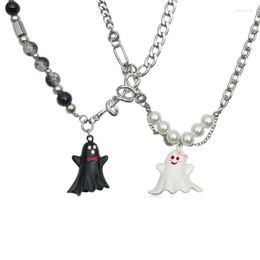 Chains Cute Black And White Ghost Pendant Necklaces For Women Men Friend Lovely Necklace Birthday Jewellery