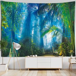 Tapestries Dome Cameras Customizable Misty Forest Print Tapestry Nordic Room Art Home Wall Decor Soft and Easy Care Wall Hanging Fabric Art R230714