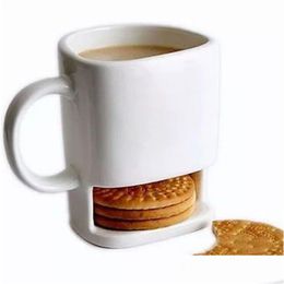 Mugs Ceramic Mug White Coffee Milk Biscuits Dessert 250Ml Cup Kka3109 Cookie Home Side For Pockets Office Holder 1428 V2 Drop Delive Dhthk