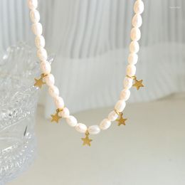 Choker Baroque Pearl Necklace Star Pendant Shiny Clavicle Chain Luxury Women Jewelry Girls Party Birthday Gifts 2023 Trend