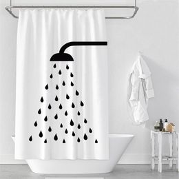 Waterproof Thicken White Polyester Shower Curtains Minimalist Bathroom Curtains Shower Head Print Bath Shower Curtain254O