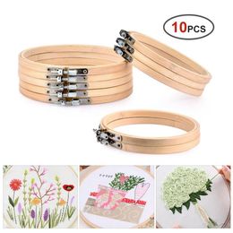 10pcs Set 13cm 15cm Practical Embroidery Hoops Frame Set Bamboo Wooden Embroidery Rings for DIY Cross Stitch Needle Craft Tools214M