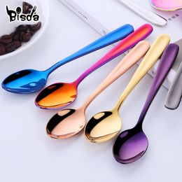 Spoons 8Pcs Tea Coffee Spoon Rainbow Stainless Steel Mini Gold Honey Dessert Scoop Table Small Dinnerware for party Kit Tools 230714