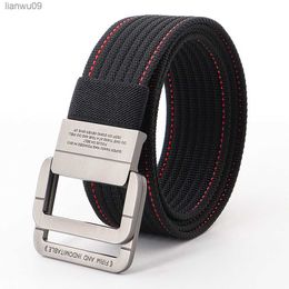 Flying Art Men's Nylon Casual Herringbone Belt Pistol Double Ring Buckle Quick Release Youth Fashion Ladies Wild Belt L230704