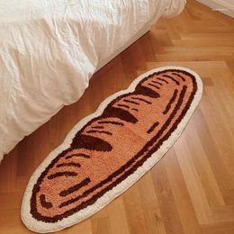 Carpets Retro Long Ufting Baguette Bedside Rug Soft Food Mat Carpet Home Bathroom Floor Pad Kids Room Bedroom Doormat Warm Deoration