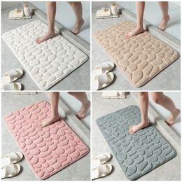 Bath Mats Cobblestone Embossed Bathroom Bath Mat Non-slip Carpets In Wash Basin Bathtub Side Floor Rug Shower Room Doormat Memory Foam Pad 230714