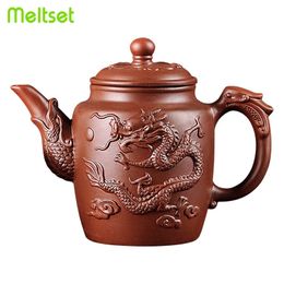 Water Bottles Purple Clay Teapots Chinese Kung Fu Tea Set Master Hand Carved Teapot with Infuser Green Filter Kettle Accessories 230715