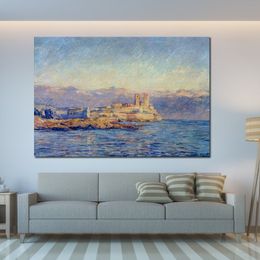 Canvas Wall Art The Castle in Antibes 1888 Claude Monet Painting Handmade Oil Artwork Modern Studio Decor