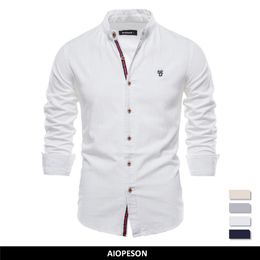 Men s T Shirts AIOPESON Spring Cotton Social Shirt Men Solid Colour High Quality Long Sleeve for Lapel Casual Shirts 230715