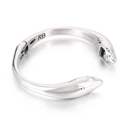 316l Stainless Steel Cute Animal Bracelet Fashion Double Dolphin End Open Cuff Bangle For Mens Boys Cool Jewellery Shiny Polished 13mm 64mm Inner Father .husband